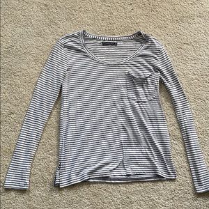Long sleeve light blue and white shirt